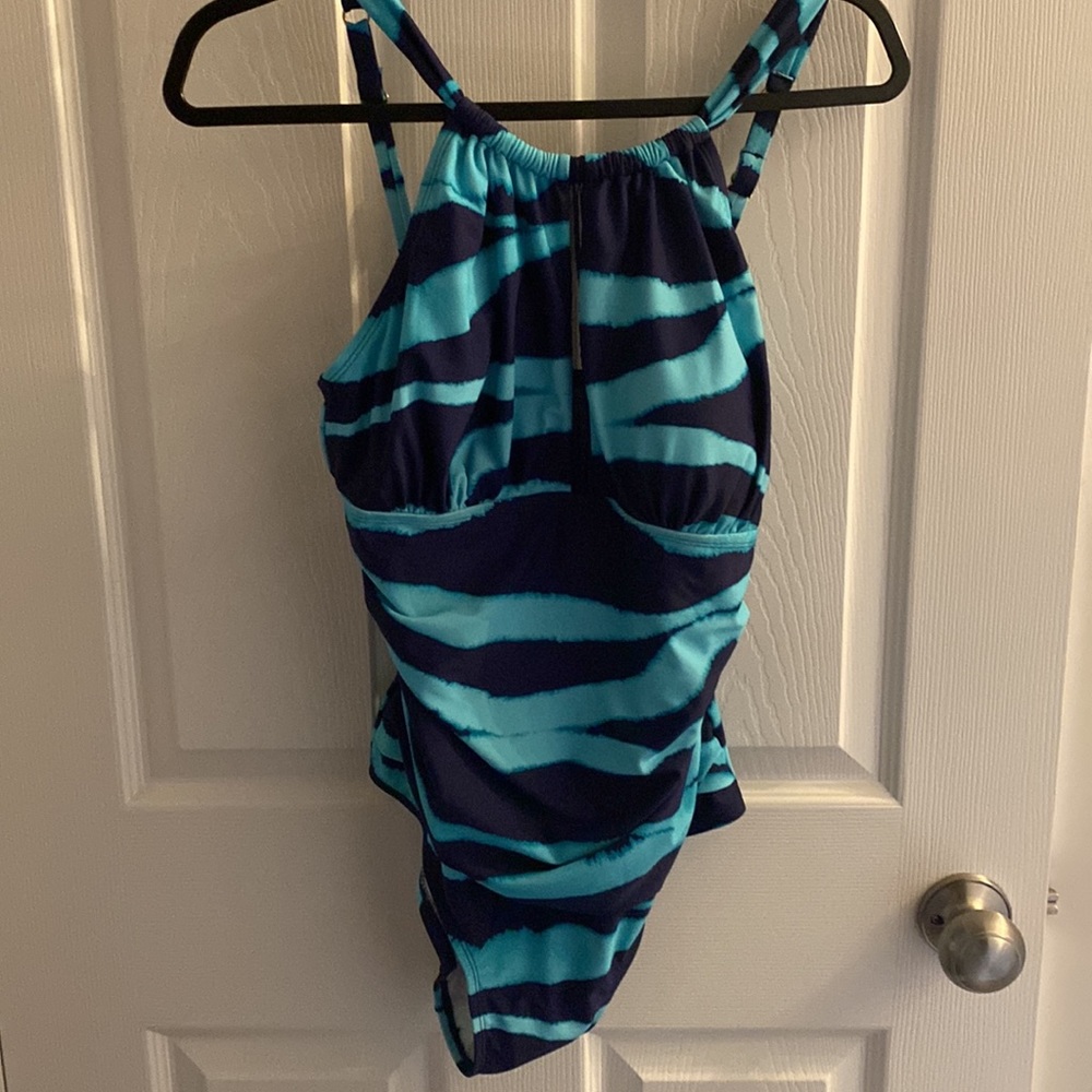 Elemar Navy And Aqua High Neck One Piece